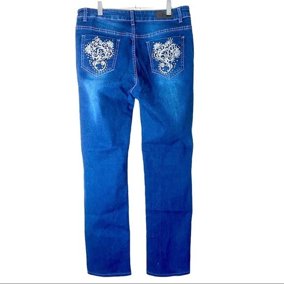 DKIN Blue Denim Embellished Pockets Jeans Size 10 - Picture 4 of 9